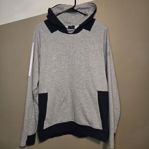 Adidas Mens Sport to Street Pullover Hoodie With Side Zips Blue Gray Size Medium